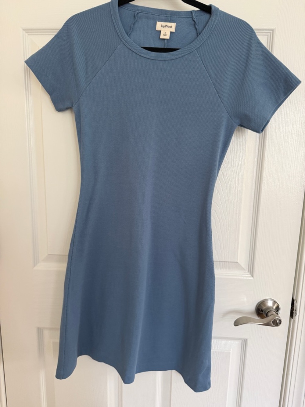 UpWest Dusty Blue Short-Sleeve Knit Mini Dress